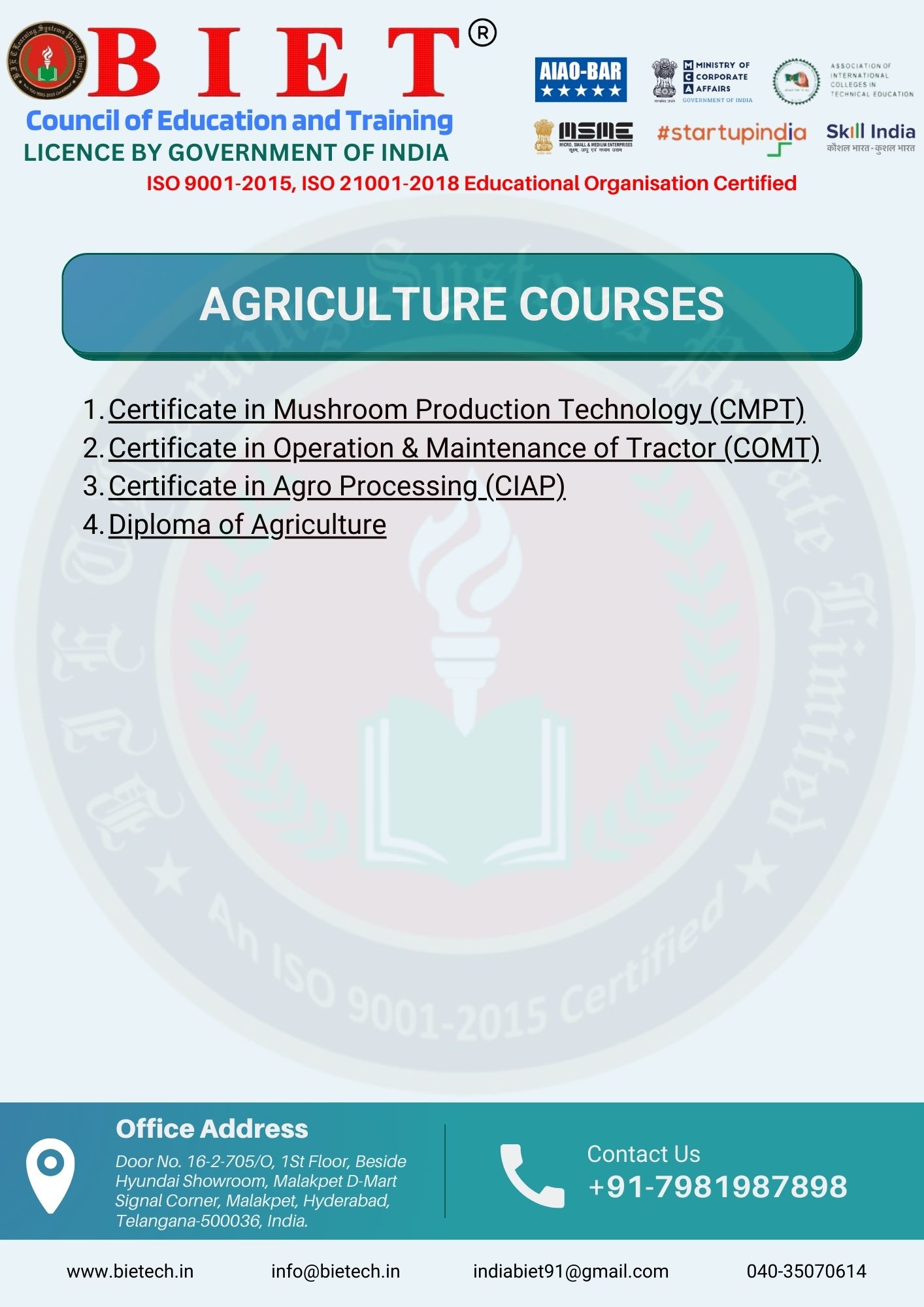 AGRICULTURE COURSES – B I E T Learning Systems Private Limited